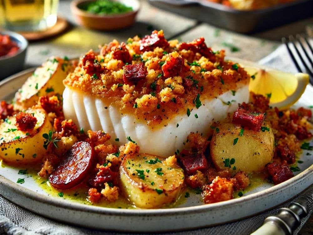 Recette de crumble de cabillaud au chorizo